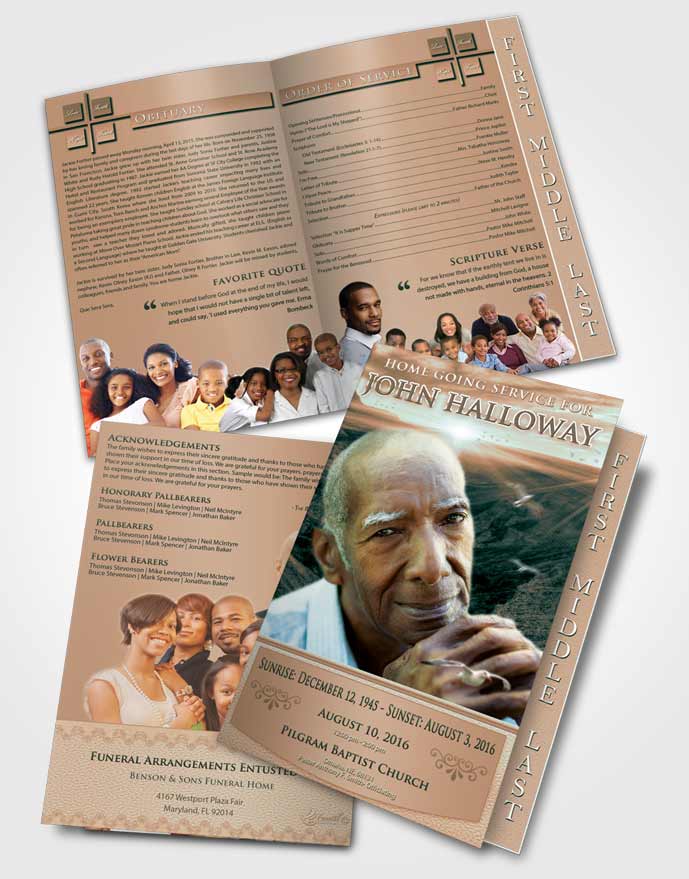 2 Page Graduated Step Fold Funeral Program Template Brochure Serenity Canyon Escape