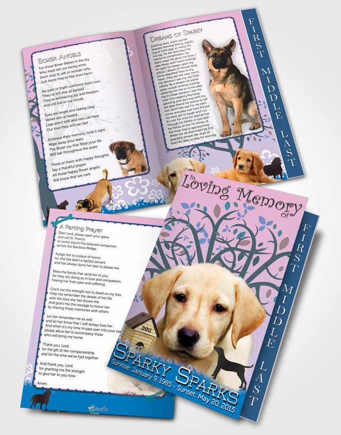 2 Page Graduated Step Fold Funeral Program Template Brochure Serenity Doggy Heaven