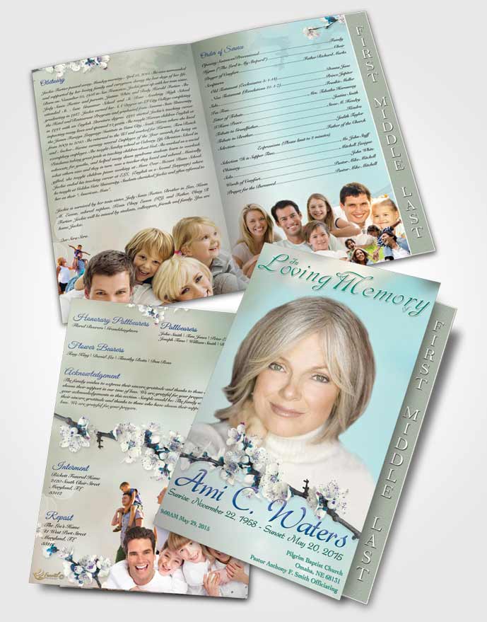 2 Page Graduated Step Fold Funeral Program Template Brochure Simple Beauty Evening Peace