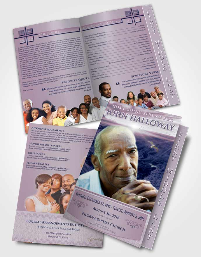 2 Page Graduated Step Fold Funeral Program Template Brochure Sky Canyon Escape