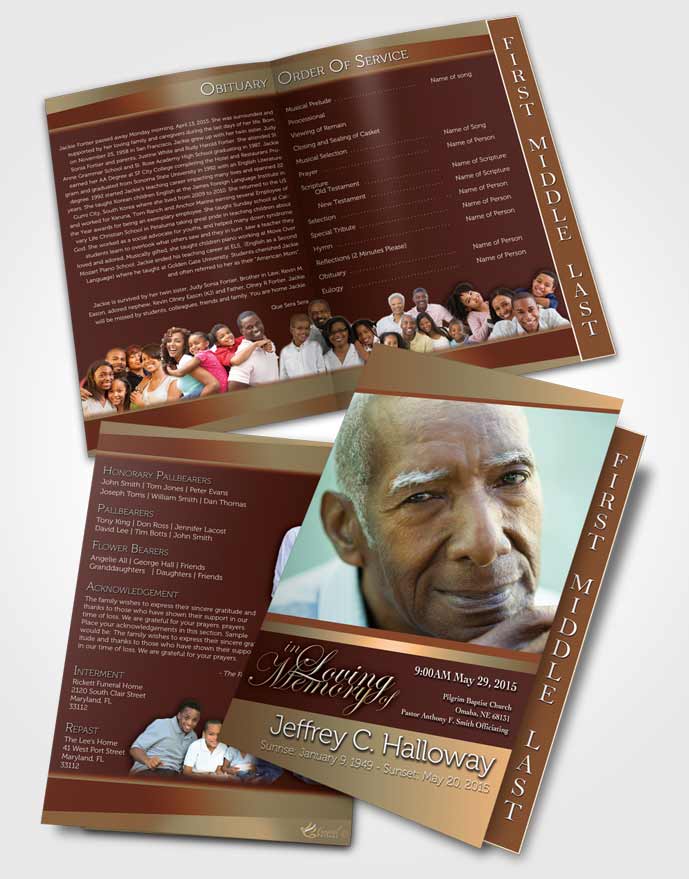 2 Page Graduated Step Fold Funeral Program Template Brochure Soft Dusk Majesty Tranquility Dark