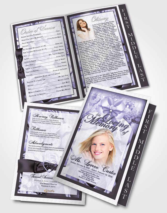 2 Page Graduated Step Fold Funeral Program Template Brochure Soft Petals in the Wind