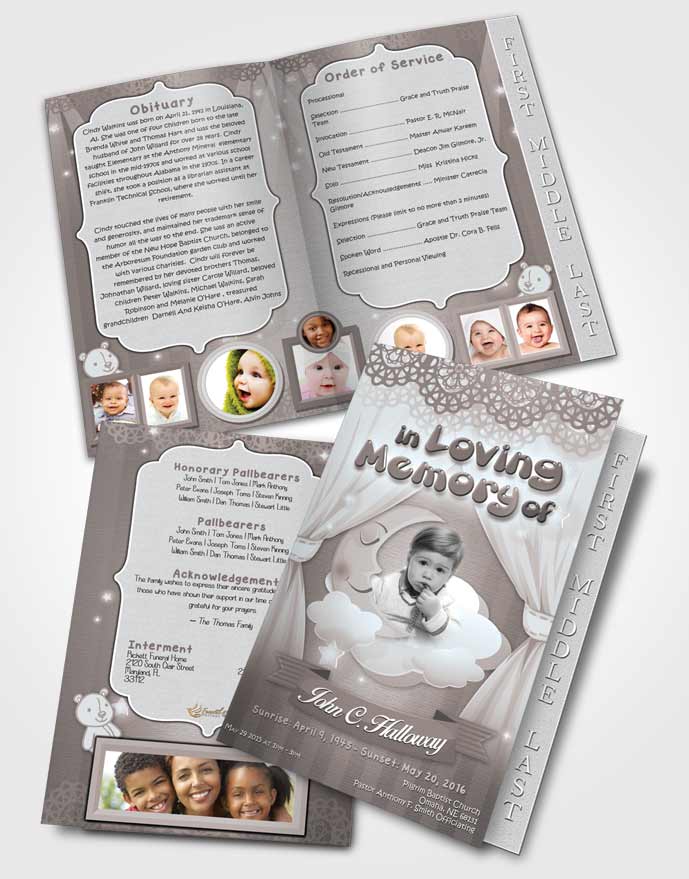 2 Page Graduated Step Fold Funeral Program Template Brochure Softening Childrens Innocence
