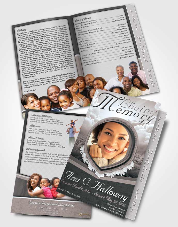 2 Page Graduated Step Fold Funeral Program Template Brochure Softening Splendor