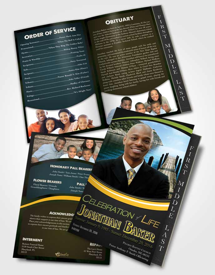 2 Page Graduated Step Fold Funeral Program Template Brochure Stardust Journey