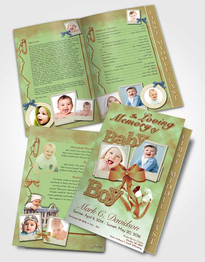 2 Page Graduated Step Fold Funeral Program Template Brochure Strawberry Mist Baby Boy