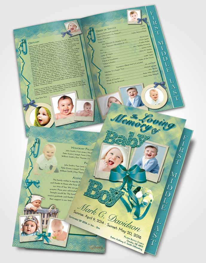 2 Page Graduated Step Fold Funeral Program Template Brochure Summer Baby Boy