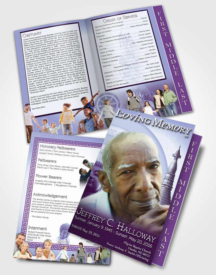 2 Page Graduated Step Fold Funeral Program Template Brochure Summer Buddhist Faith