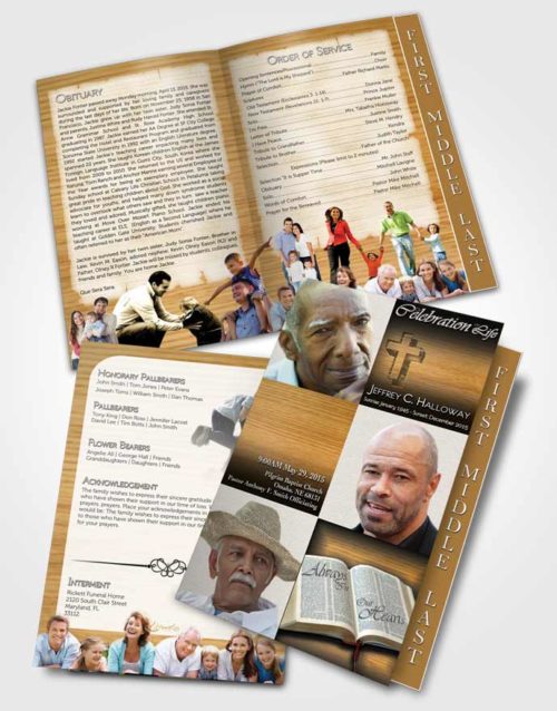 2 Page Graduated Step Fold Funeral Program Template Brochure Summer Hardwood Calm