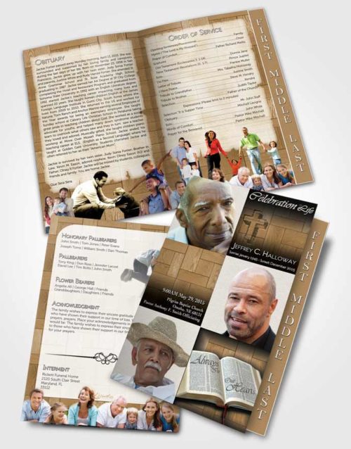2 Page Graduated Step Fold Funeral Program Template Brochure Summer Hardwood Silence