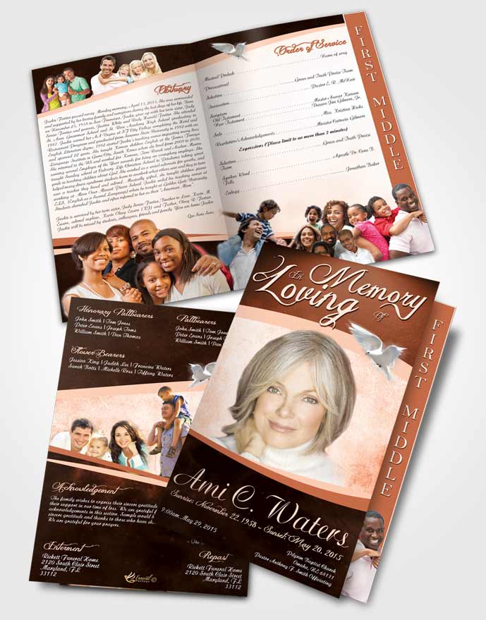 2 Page Graduated Step Fold Funeral Program Template Brochure Summer Paradise