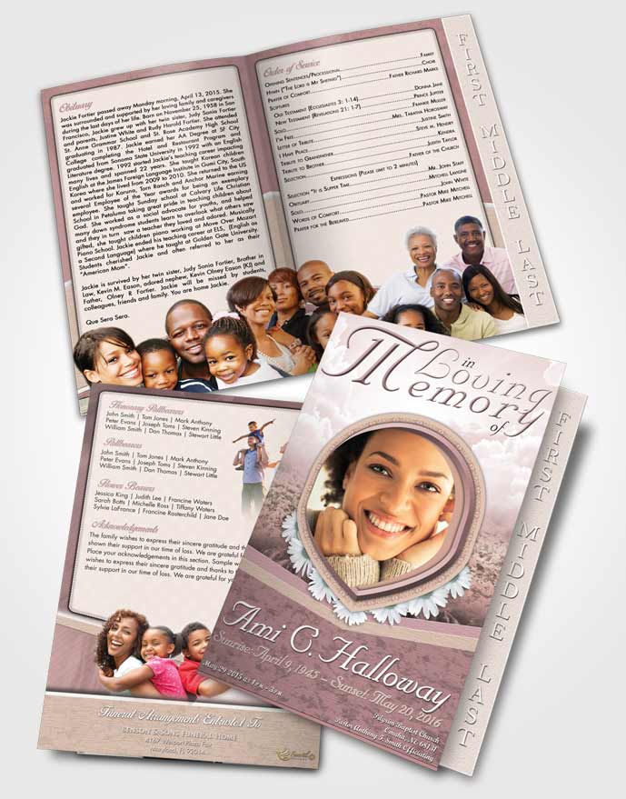 2 Page Graduated Step Fold Funeral Program Template Brochure Summer Splendor