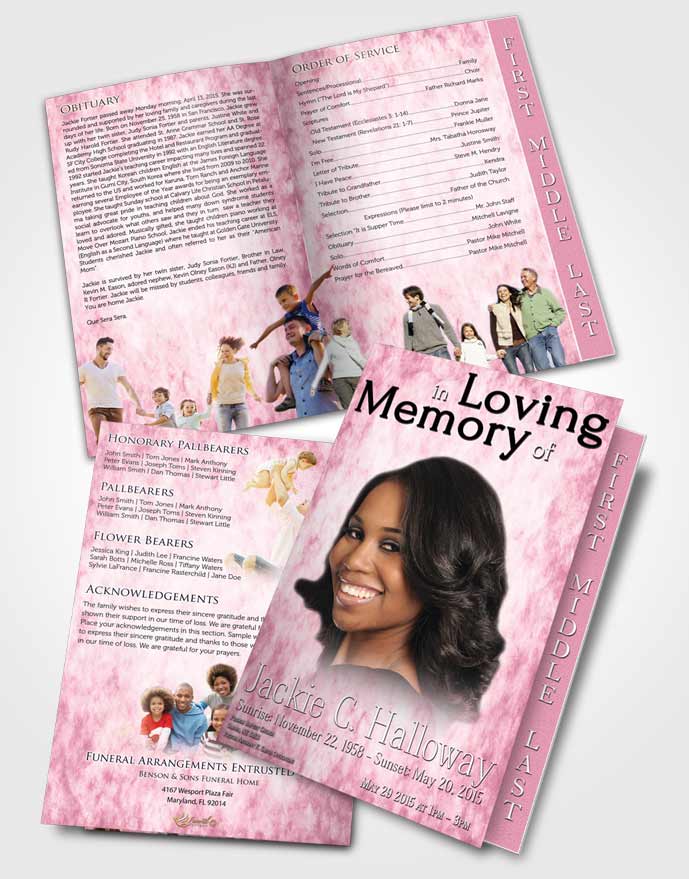 2 Page Graduated Step Fold Funeral Program Template Brochure Sunrise Harmonics