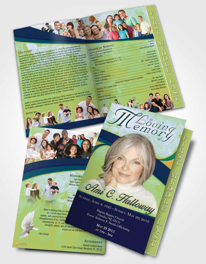2 Page Graduated Step Fold Funeral Program Template Brochure Sunset Wisdom