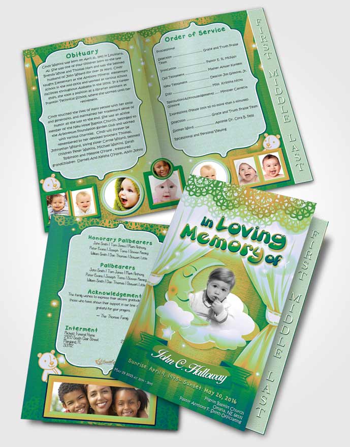 2 Page Graduated Step Fold Funeral Program Template Brochure Sweet Childrens Innocence