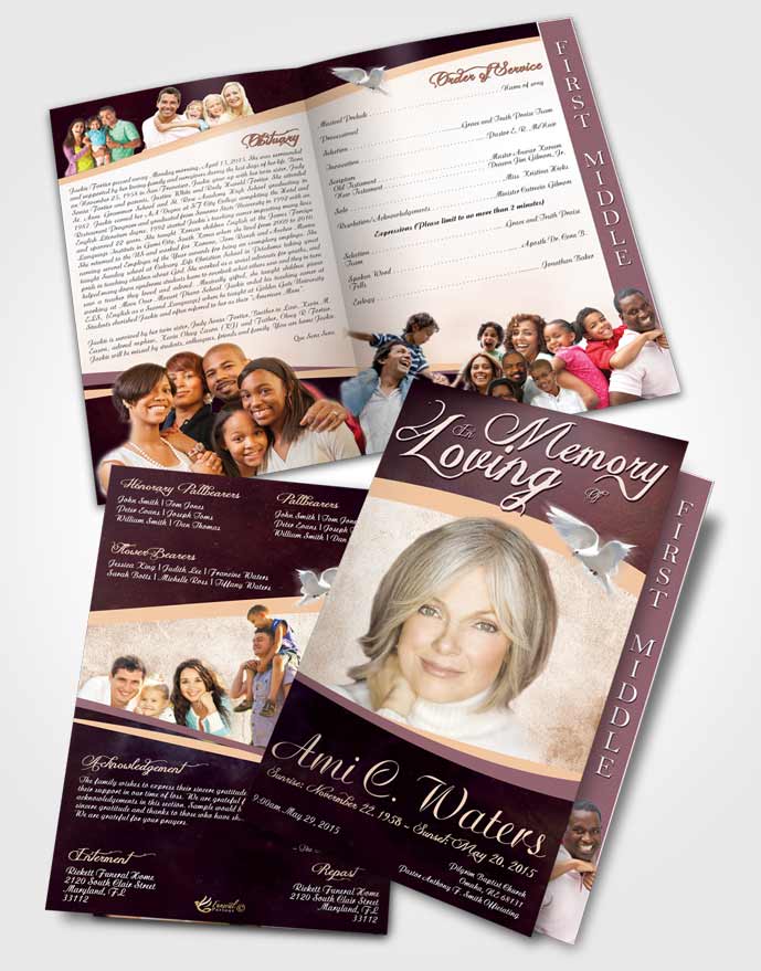 2 Page Graduated Step Fold Funeral Program Template Brochure Sweet Paradise