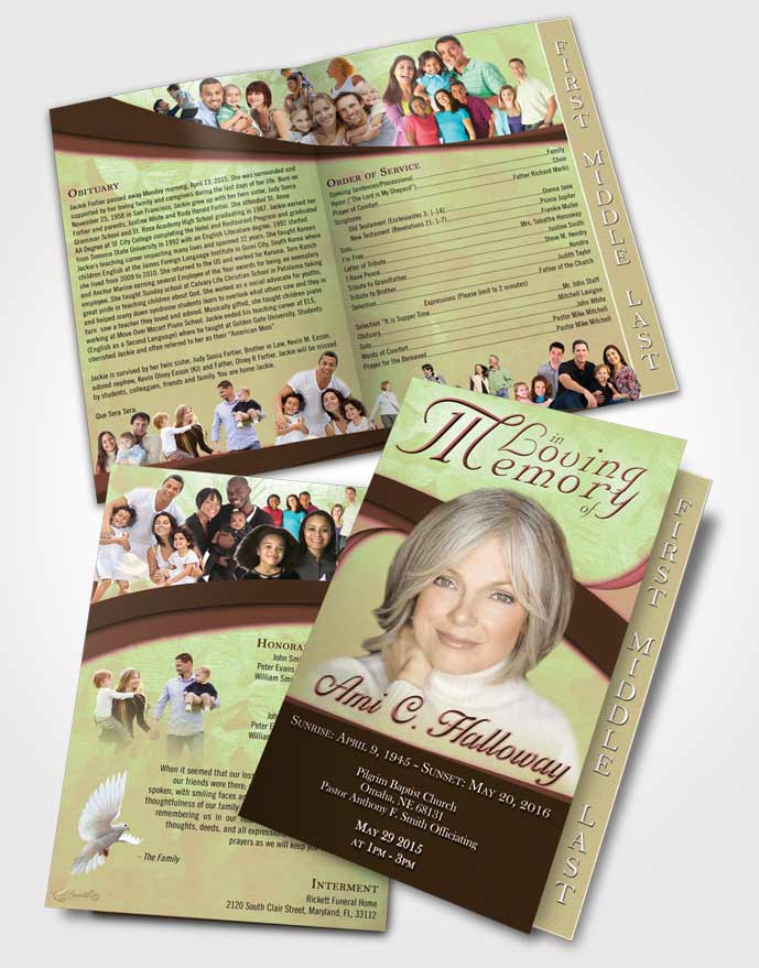 2 Page Graduated Step Fold Funeral Program Template Brochure Sweet Wisdom