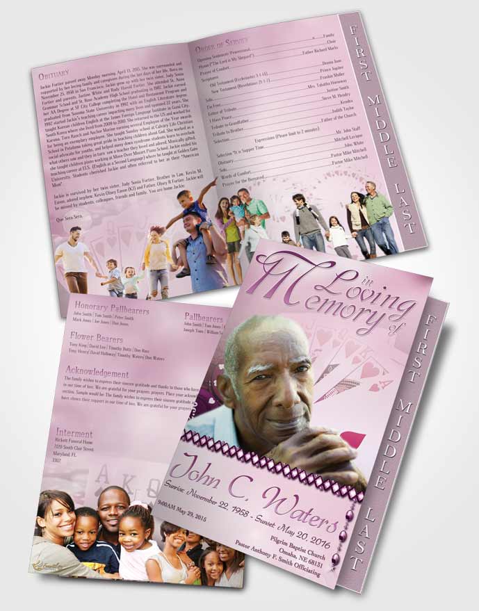 2 Page Graduated Step Fold Funeral Program Template Brochure Tender Royal Flush