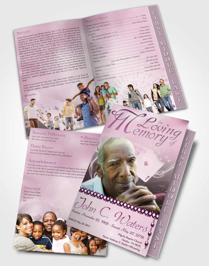 2 Page Graduated Step Fold Funeral Program Template Brochure Tender Weekend Card Game