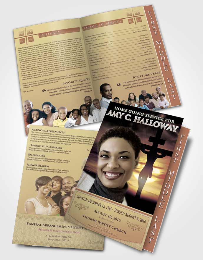 2 Page Graduated Step Fold Funeral Program Template Brochure The Blissful Sacrifice