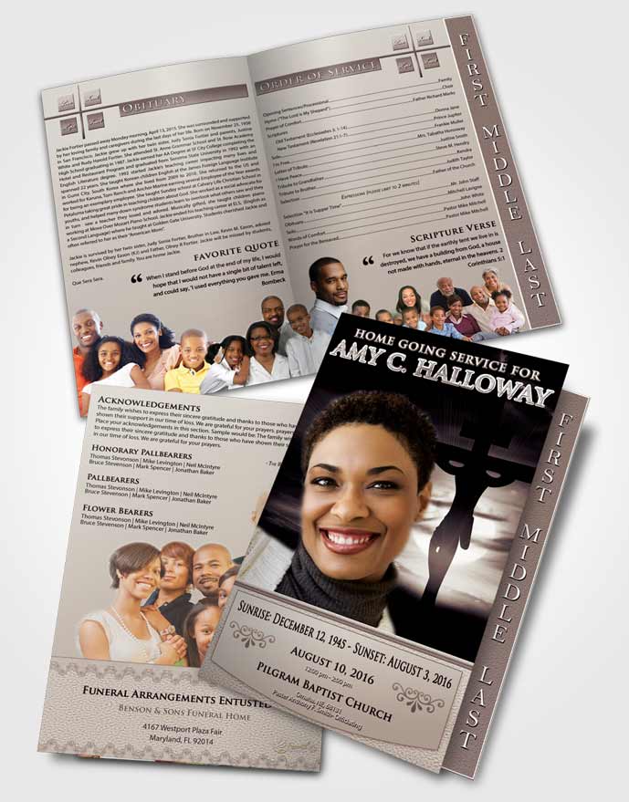 2 Page Graduated Step Fold Funeral Program Template Brochure The Freedom Sacrifice