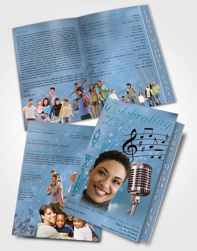 2 Page Graduated Step Fold Funeral Program Template Brochure The Sound of Music Morning Calm