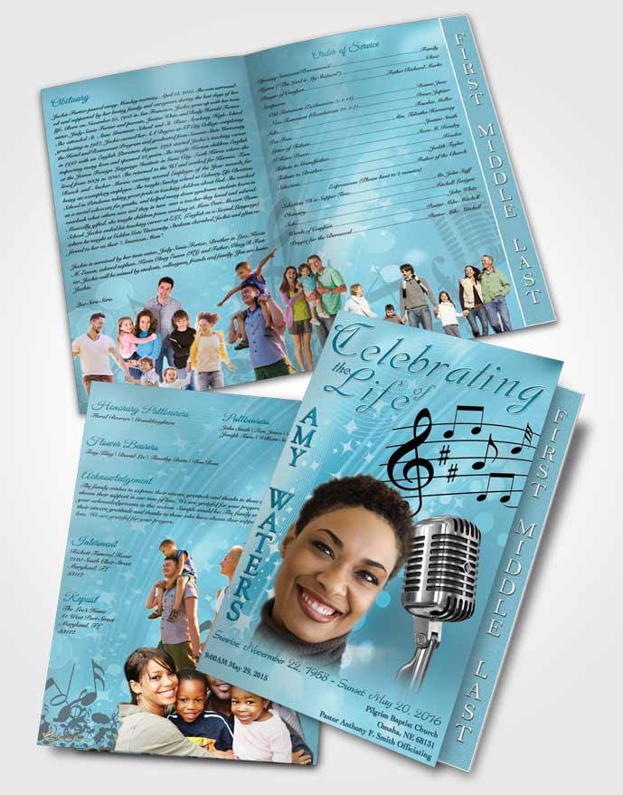 2 Page Graduated Step Fold Funeral Program Template Brochure The Sound of Music Peaceful Ocean