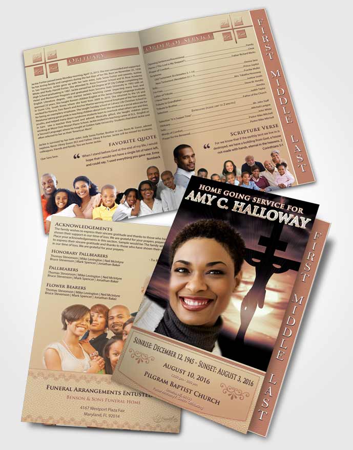 2 Page Graduated Step Fold Funeral Program Template Brochure The Vintage Sacrifice