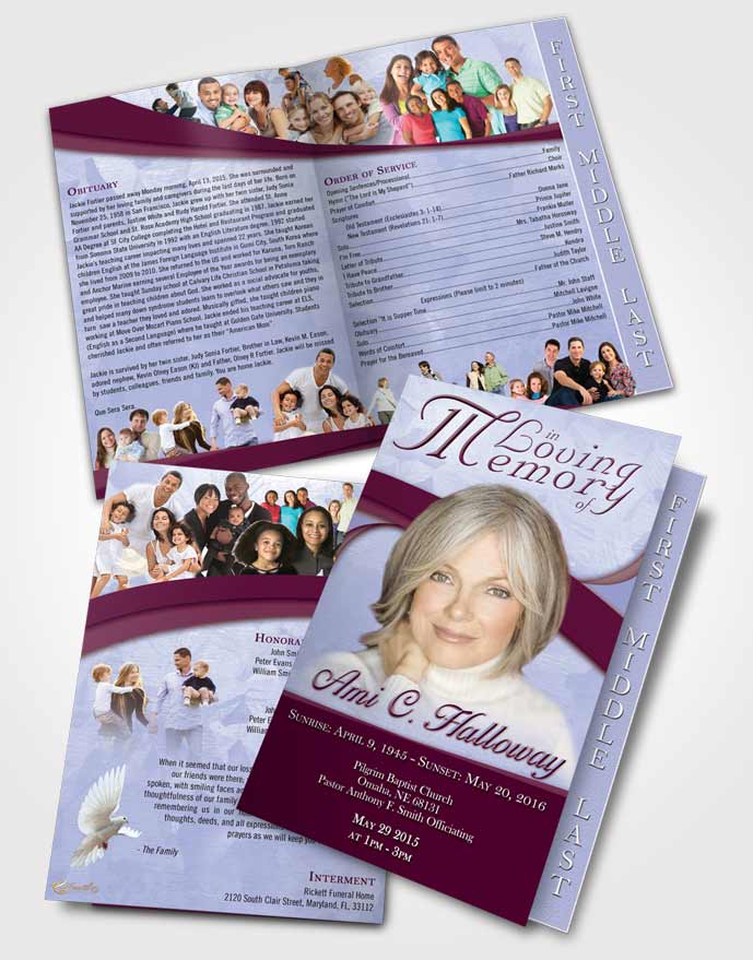 2 Page Graduated Step Fold Funeral Program Template Brochure Timeless Wisdom