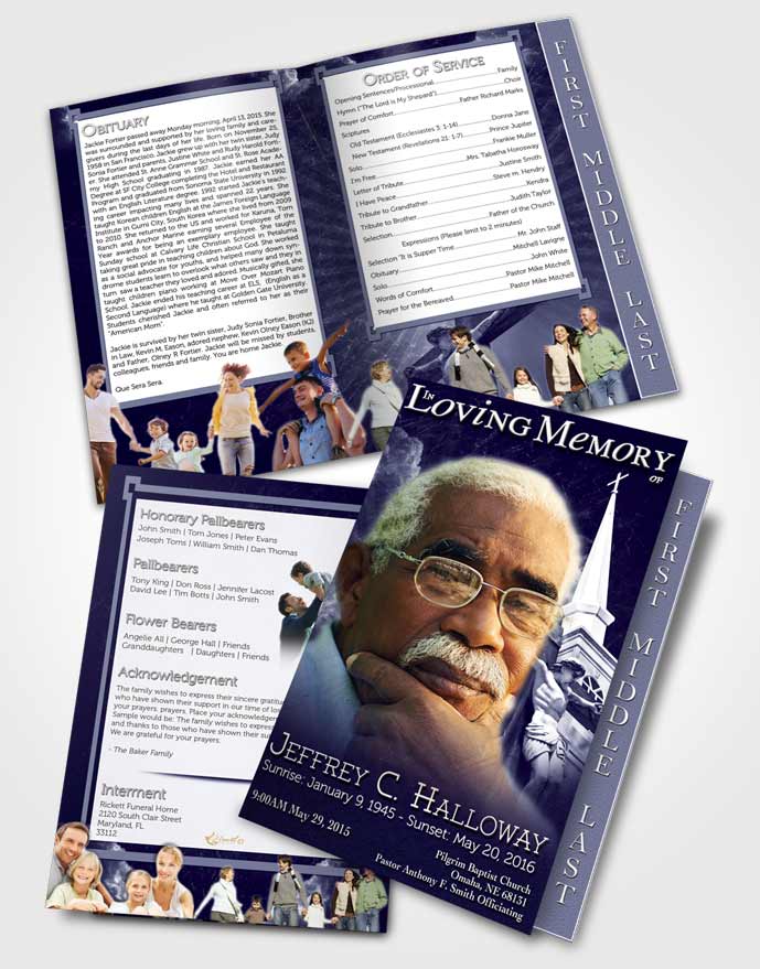 2 Page Graduated Step Fold Funeral Program Template Brochure Topaz Christian Faith
