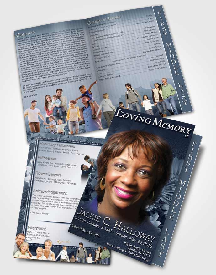 2 Page Graduated Step Fold Funeral Program Template Brochure Topaz Dream Flower