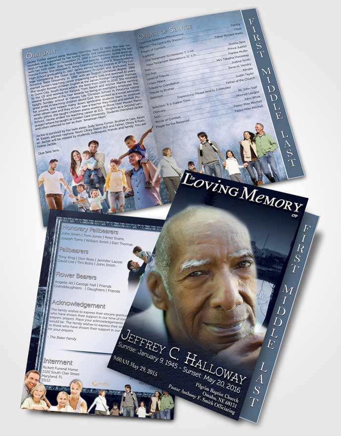 2 Page Graduated Step Fold Funeral Program Template Brochure Topaz Fall Getaway