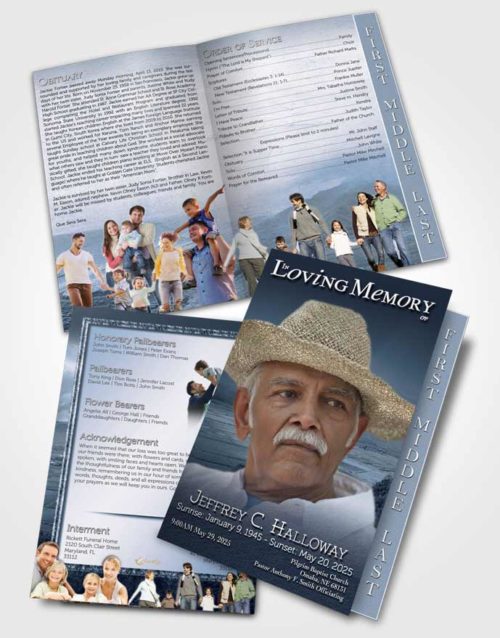 2 Page Graduated Step Fold Funeral Program Template Brochure Topaz Misty Mountain