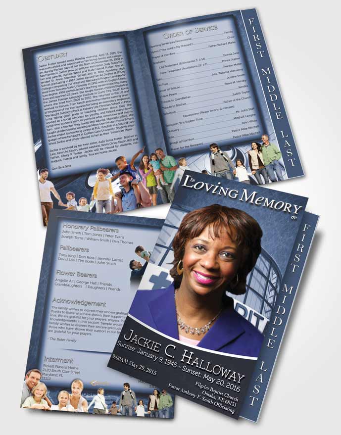 2 Page Graduated Step Fold Funeral Program Template Brochure Topaz Nurse