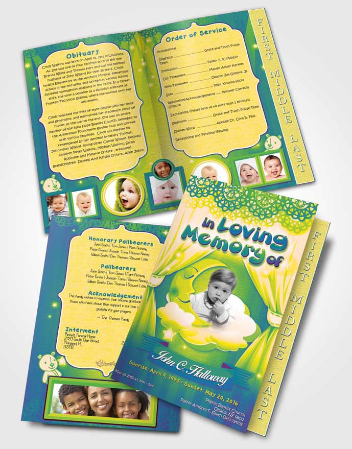 2 Page Graduated Step Fold Funeral Program Template Brochure Tranquil Childrens Innocence