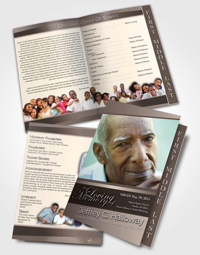 2 Page Graduated Step Fold Funeral Program Template Brochure Tranquil Fall Tranquility Light