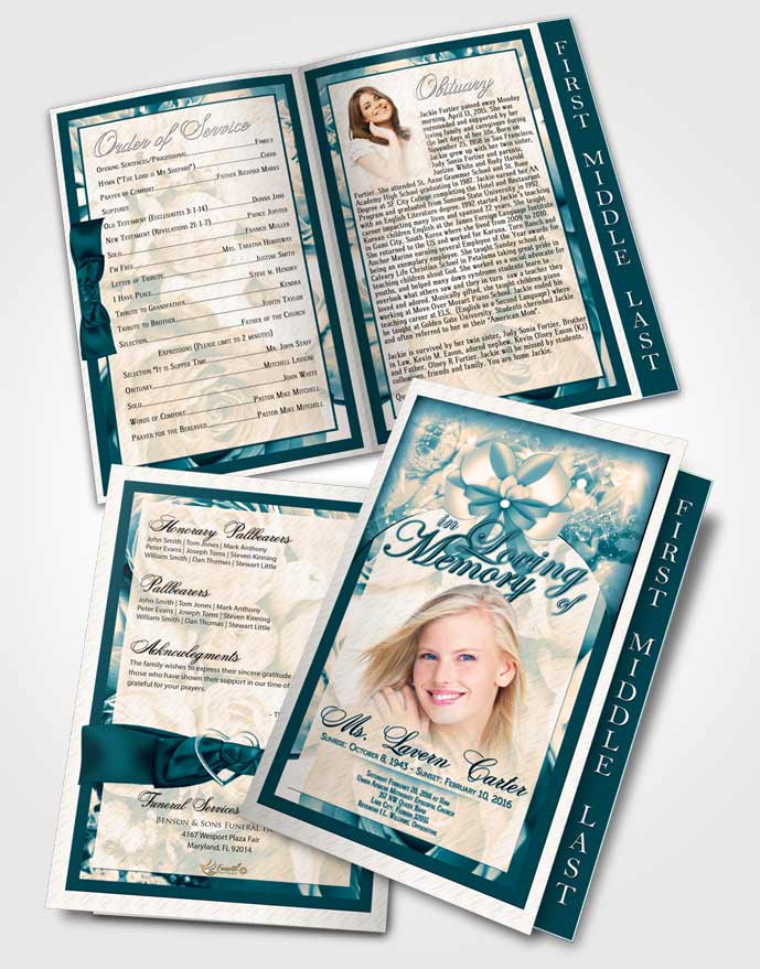 2 Page Graduated Step Fold Funeral Program Template Brochure Tranquil Petals in the Wind