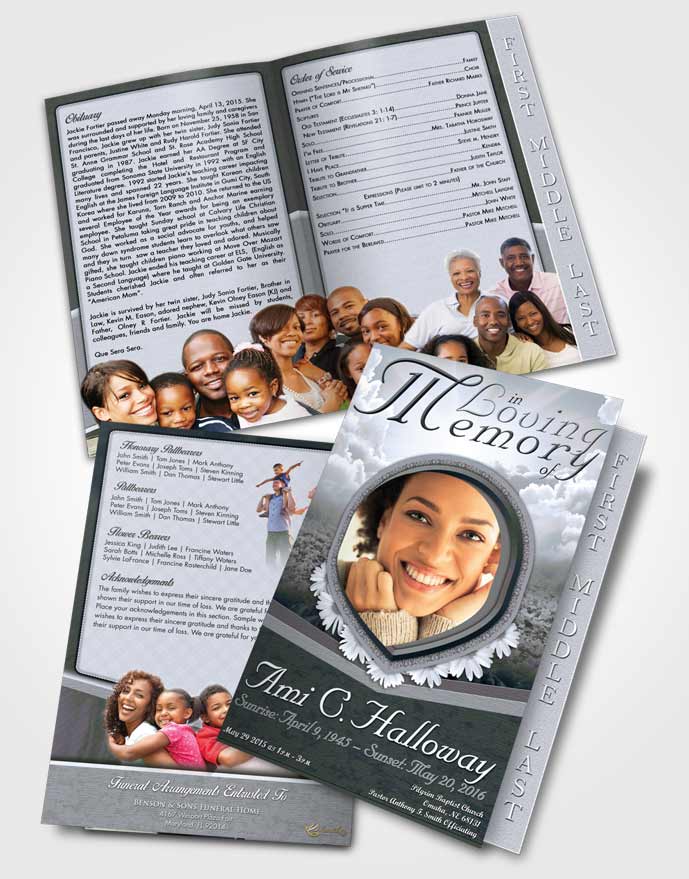 2 Page Graduated Step Fold Funeral Program Template Brochure Vintage Splendor