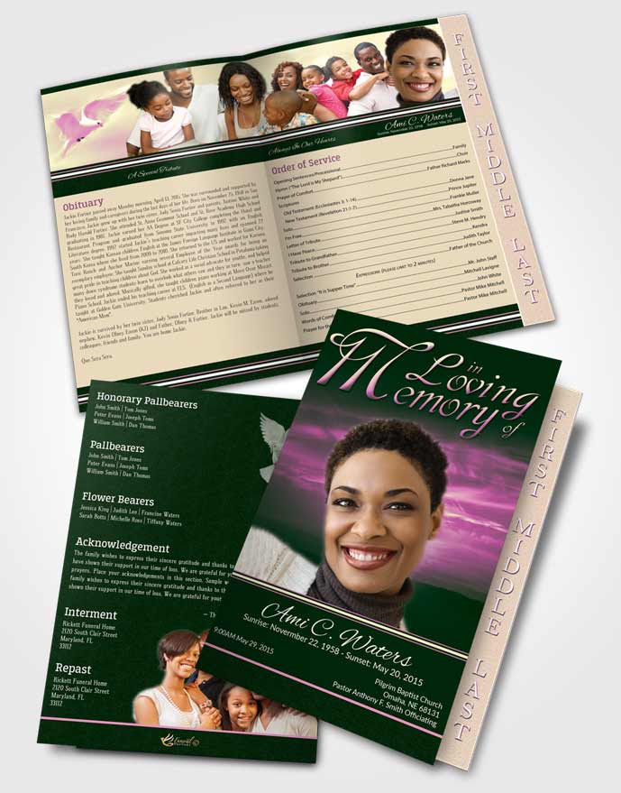 2 Page Graduated Step Fold Funeral Program Template Brochure Warm Higher Power