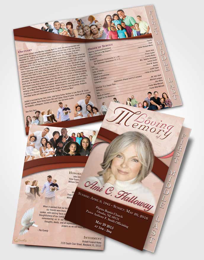 2 Page Graduated Step Fold Funeral Program Template Brochure Wholesome Wisdom