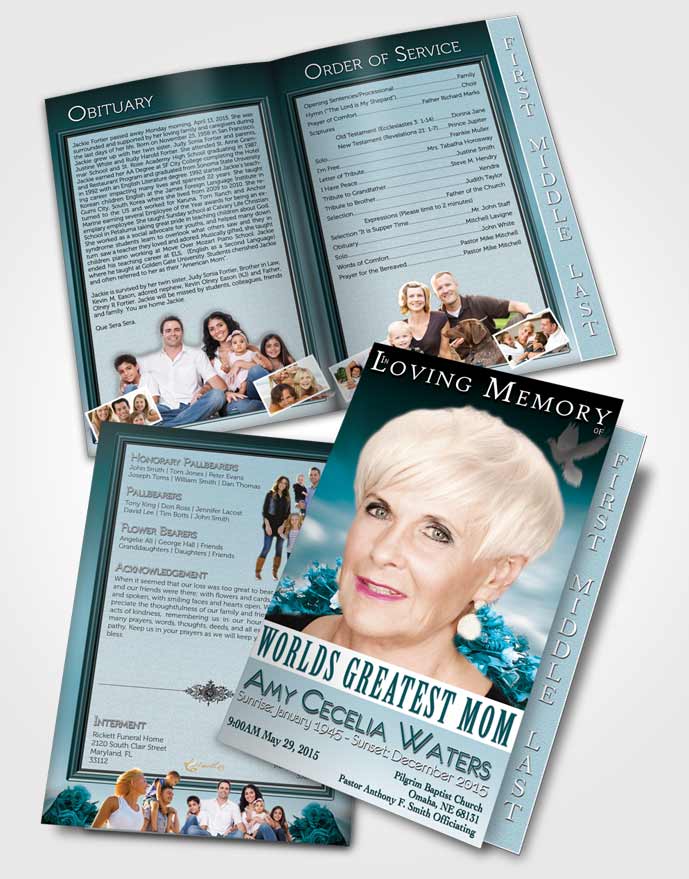 2 Page Graduated Step Fold Funeral Program Template Brochure Worlds Greatest Hopeful Mom