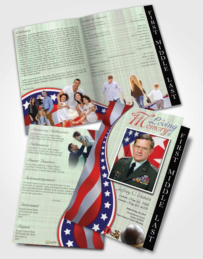 2 Page Graduated Step Fold Funeral Program Template Brochure Blissful Military Honors