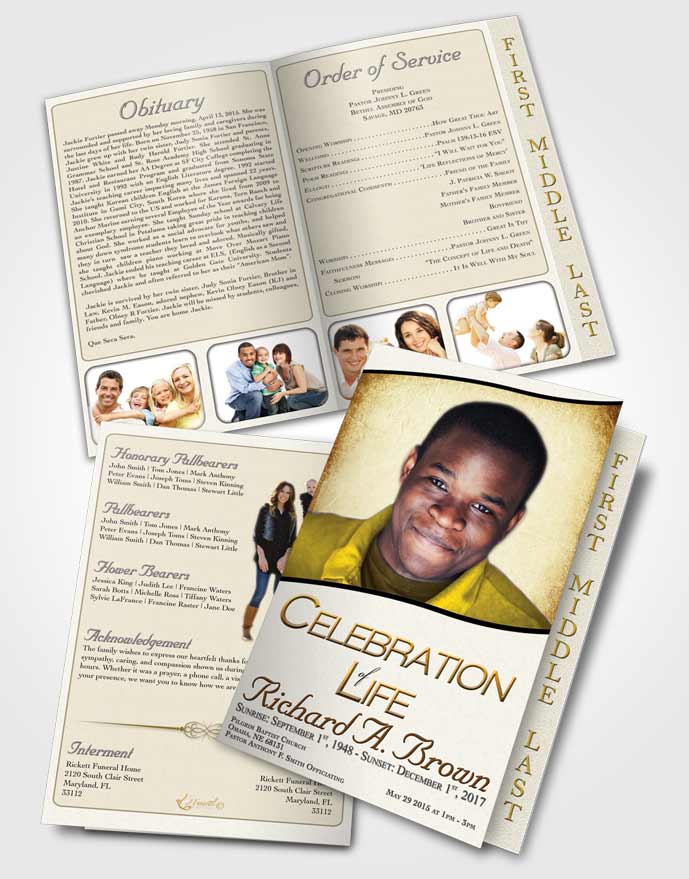 2 Page Graduated Step Fold Funeral Program Template Brochure Euphoric Bliss