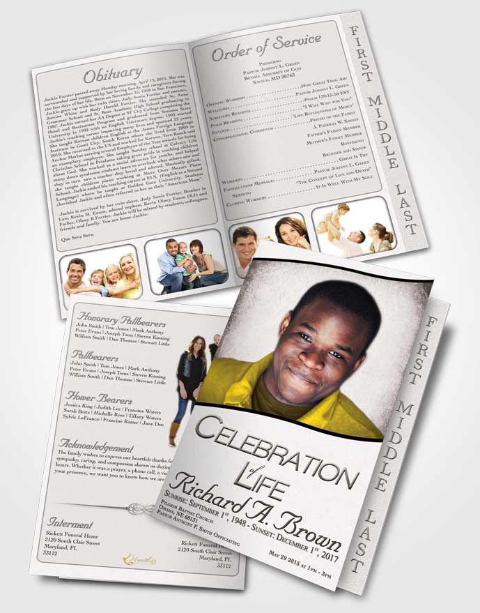 2 Page Graduated Step Fold Funeral Program Template Brochure Free Bliss