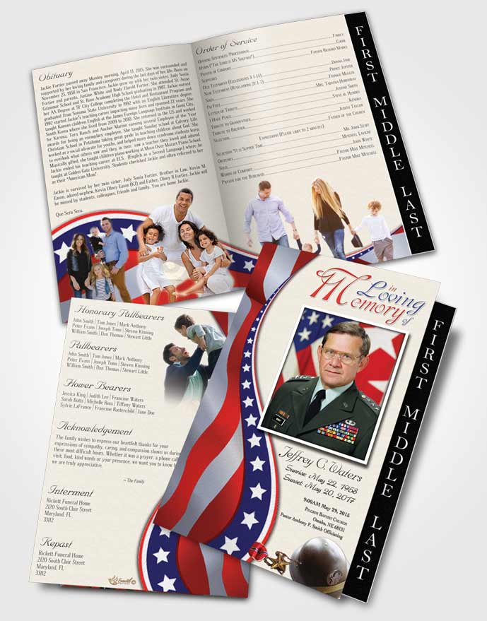2 Page Graduated Step Fold Funeral Program Template Brochure Joyful Military Honors
