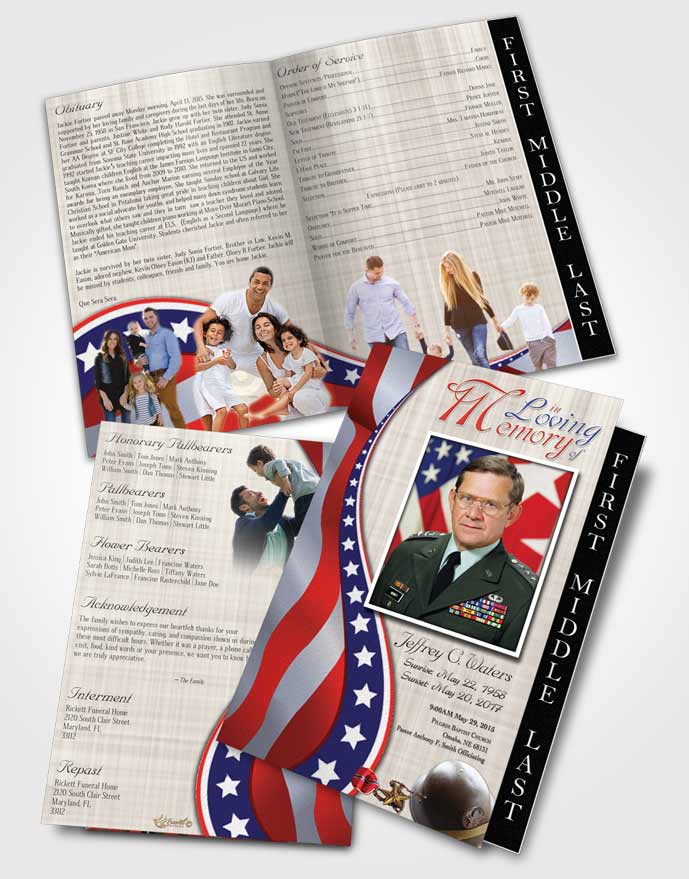 2 Page Graduated Step Fold Funeral Program Template Brochure Sweet Military Honors