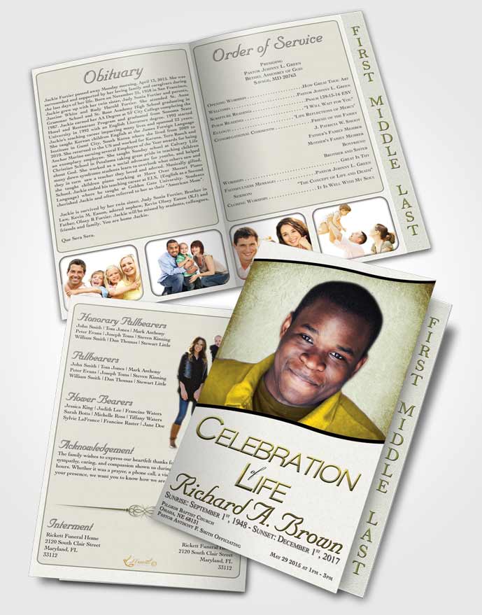 2 Page Graduated Step Fold Funeral Program Template Brochure Urban Bliss