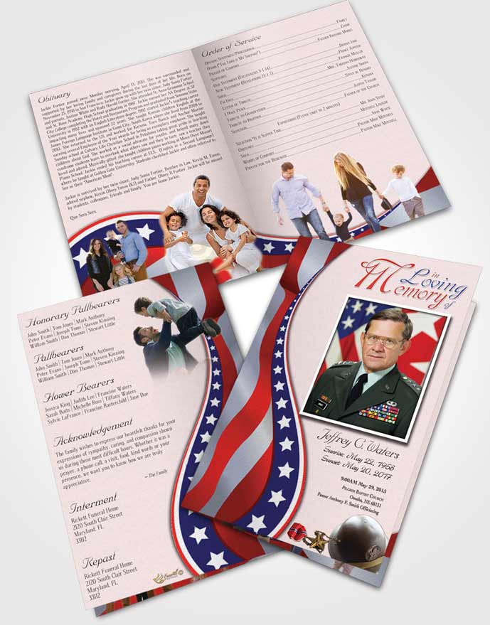 Bifold Order Of Service Obituary Template Brochure At Dusk Military Honors