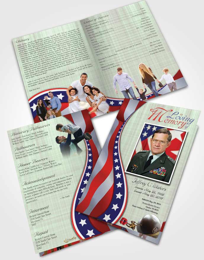 Bifold Order Of Service Obituary Template Brochure Blissful Military Honors
