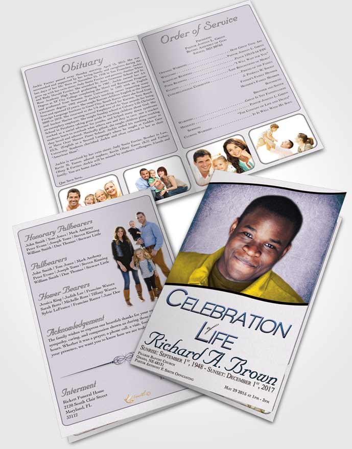 Bifold Order Of Service Obituary Template Brochure Calm Bliss
